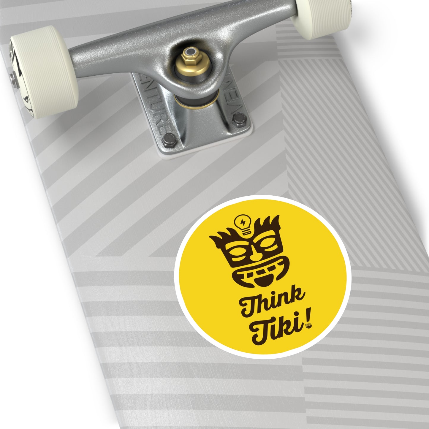 Think Tiki Mask Round Sticker (Premium Vinyl Beach Sticker By Seashell Mart And Emporium) - 5 sizes