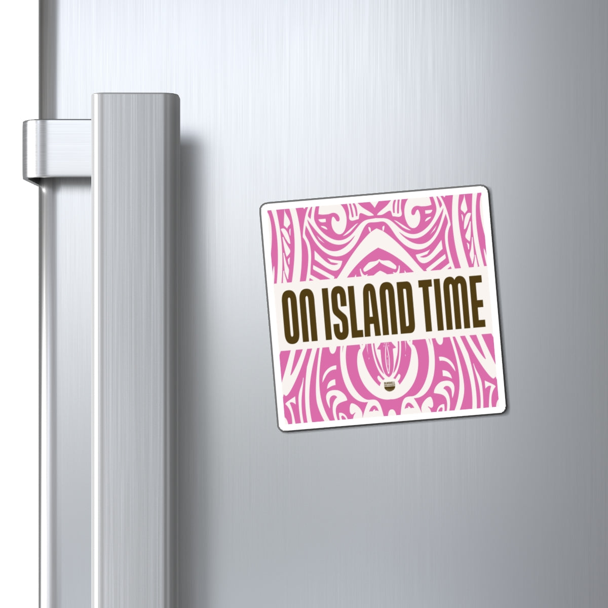 Island Time Tiki Square Magnet (Indoor Vinyl Beach Magnet By Seashell Mart And Emporium) - 3 sizes