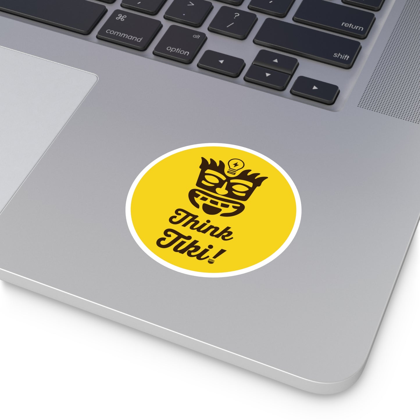 Think Tiki Mask Round Sticker (Premium Vinyl Beach Sticker By Seashell Mart And Emporium) - 5 sizes