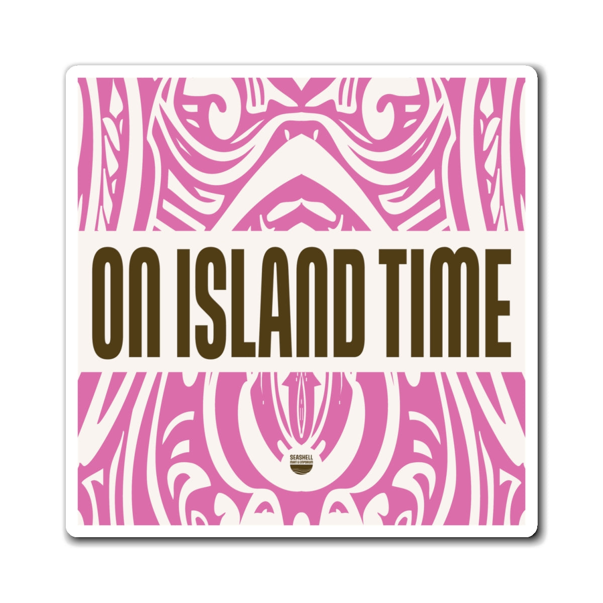 Island Time Tiki Square Magnet (Indoor Vinyl Beach Magnet By Seashell Mart And Emporium) - 3 sizes