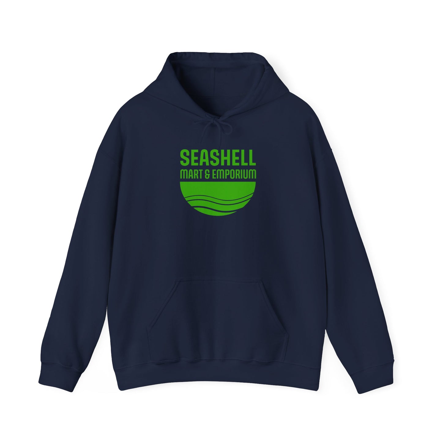 Green Logo Hoodie Seashell Mart & Emporium (Unisex Heavy Blend Hooded Sweatshirt By Seashell Mart And Emporium) - 5 colors