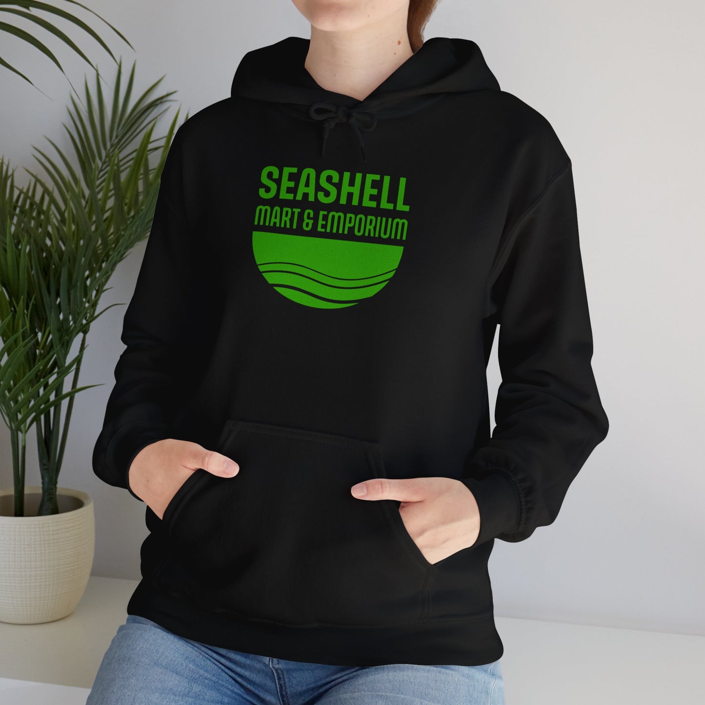Green Logo Hoodie Seashell Mart & Emporium (Unisex Heavy Blend Hooded Sweatshirt By Seashell Mart And Emporium) - 5 colors