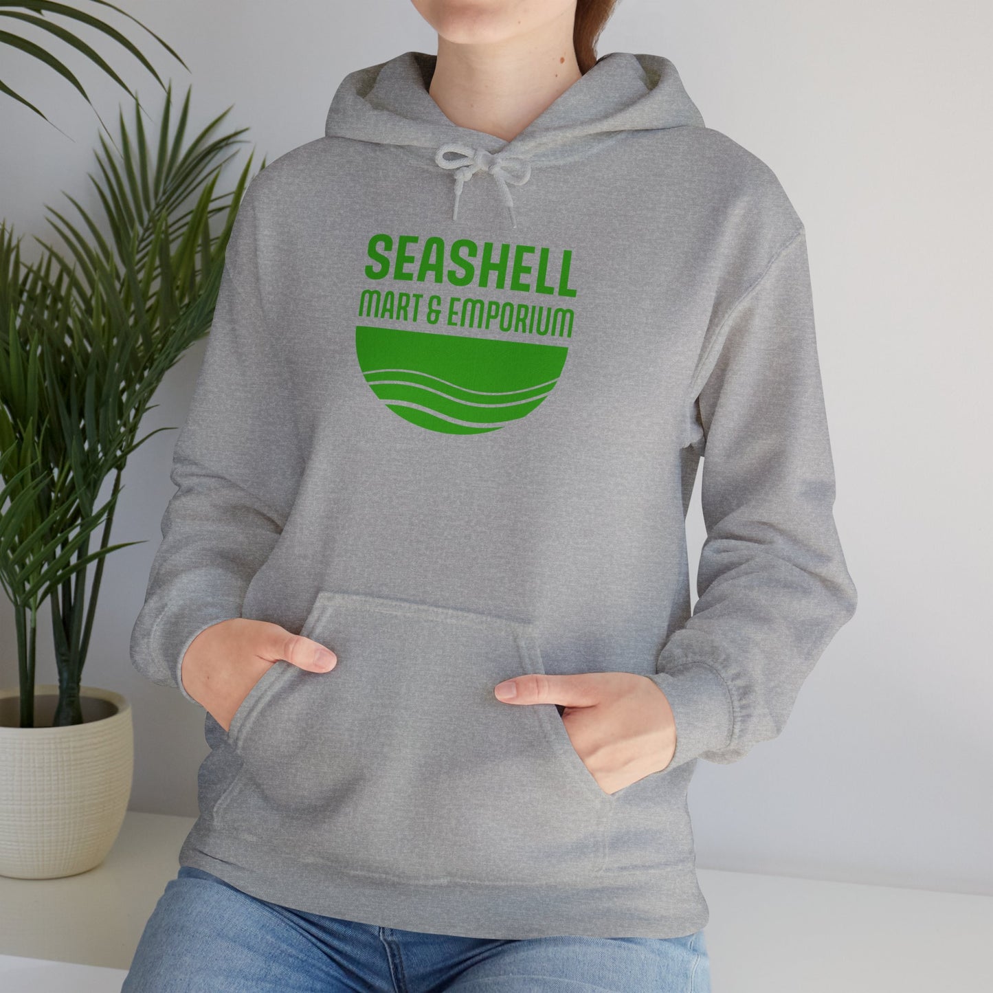 Green Logo Hoodie Seashell Mart & Emporium (Unisex Heavy Blend Hooded Sweatshirt By Seashell Mart And Emporium) - 5 colors