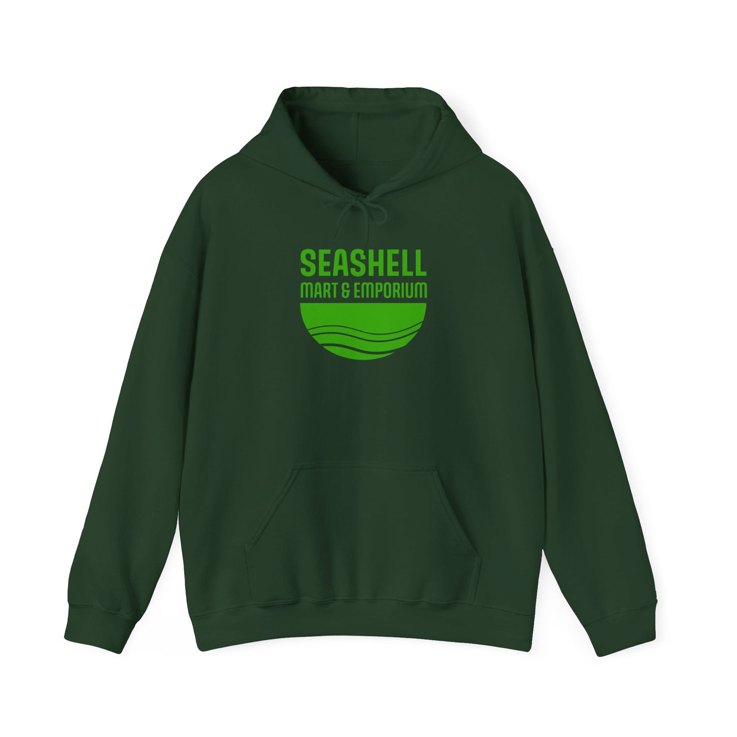 Green Logo Hoodie Seashell Mart & Emporium (Unisex Heavy Blend Hooded Sweatshirt By Seashell Mart And Emporium) - 5 colors