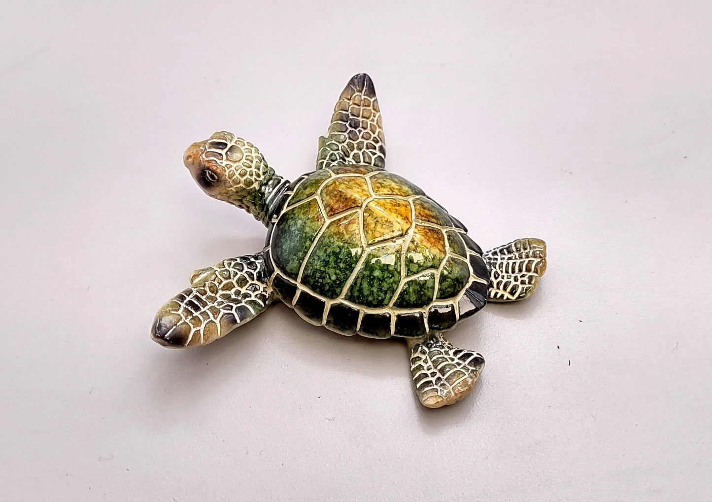 Green Sea Turtle Figurine Painted Resin (One figure approx. 3 inches long) Green Painted Resin Sea Turtle Figure for coastal home décor!