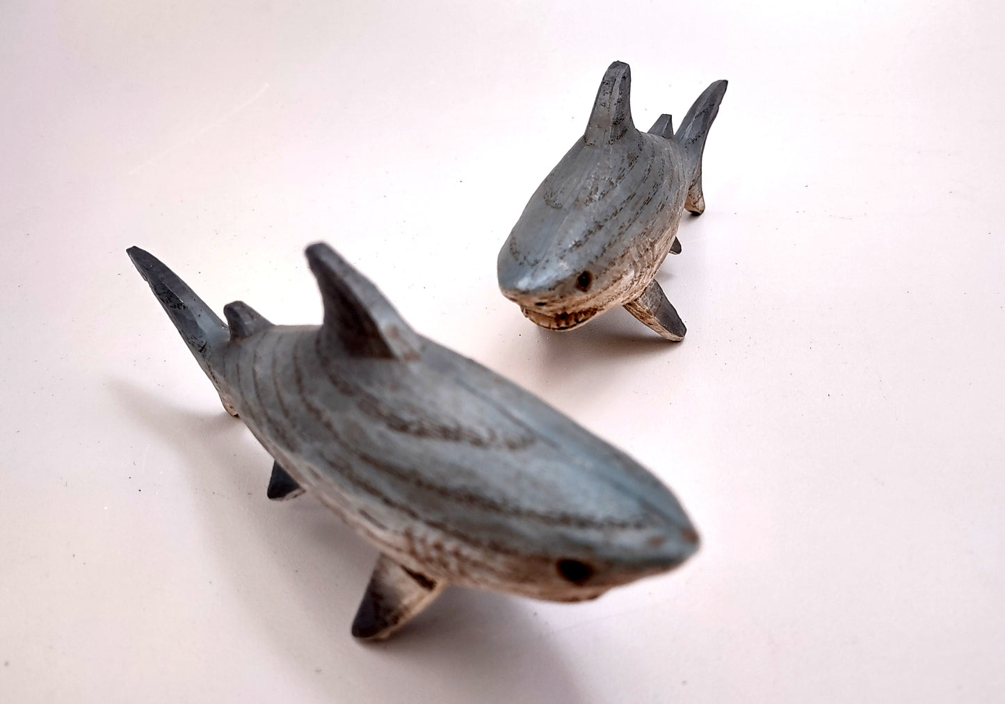 Image of Wood Grain Shark Figurine (1 shark approx. 6+ inch long) Shark figurine for nautical beach home décor!