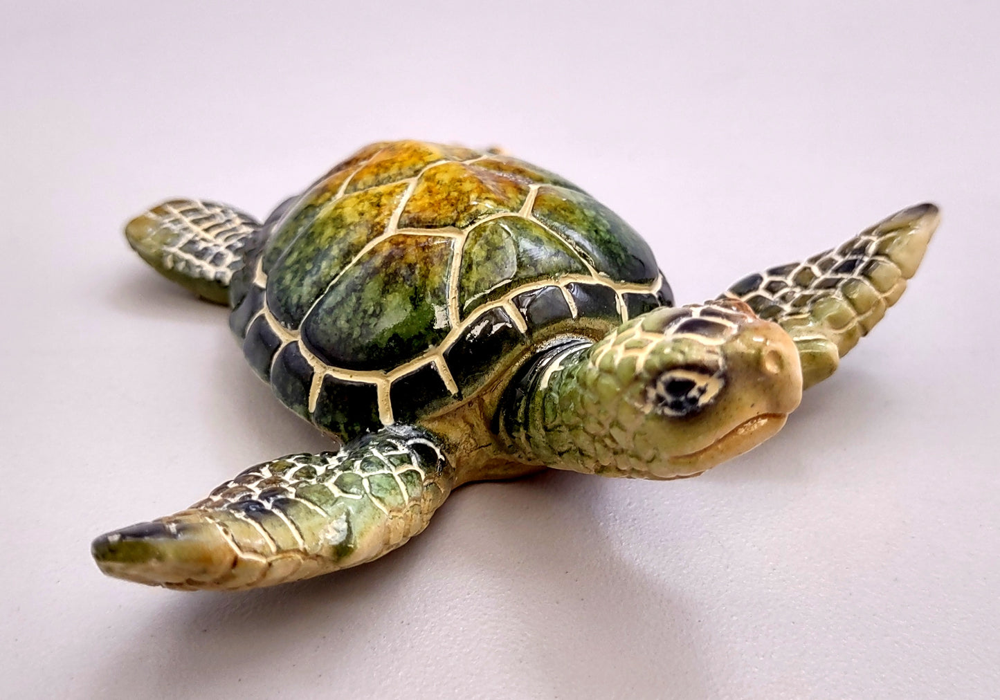 Green Sea Turtle Figurine Painted Resin (One figure approx. 3 inches long) Green Painted Resin Sea Turtle Figure for coastal home décor!