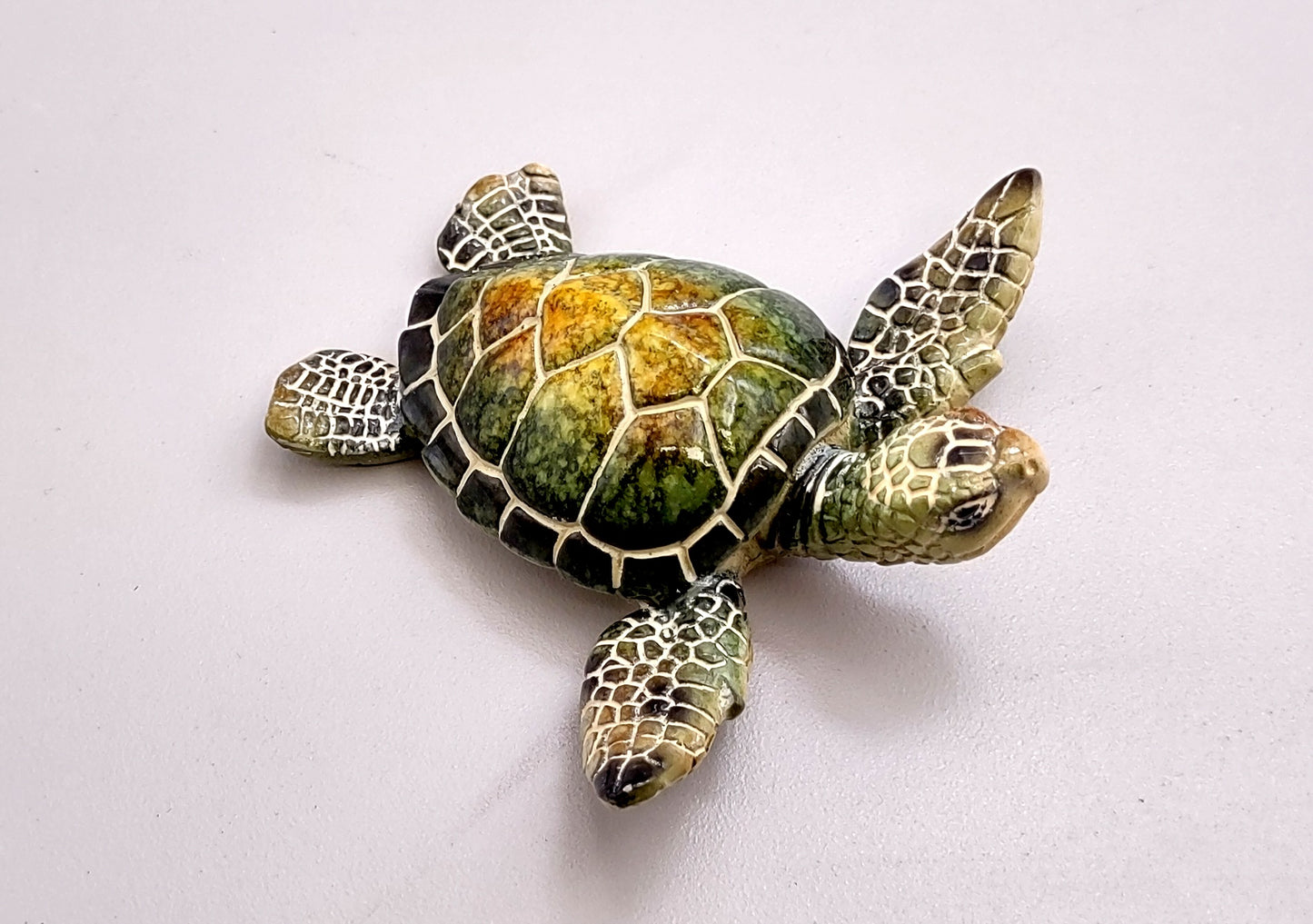 Green Sea Turtle Figurine Painted Resin (One figure approx. 3 inches long) Green Painted Resin Sea Turtle Figure for coastal home décor!