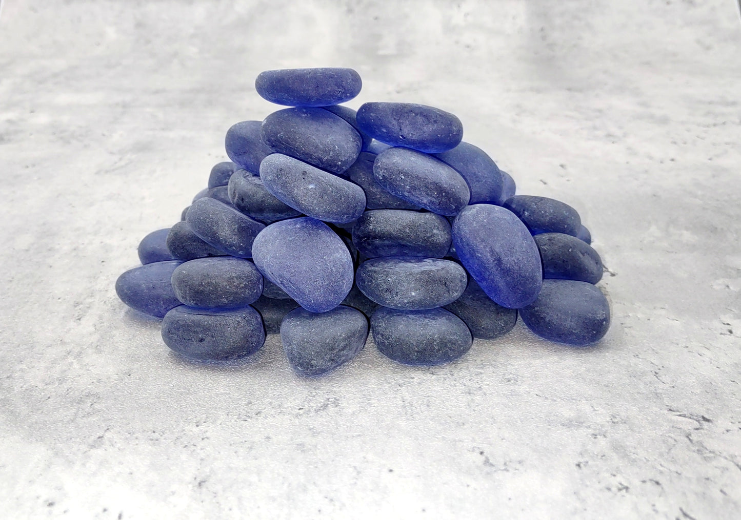 Beach Sea Glass Rounded Violet Blue Tumbled Pebbles (approx. 1 kilogram 1+ inches) Man made tumbled frosted sea glass!