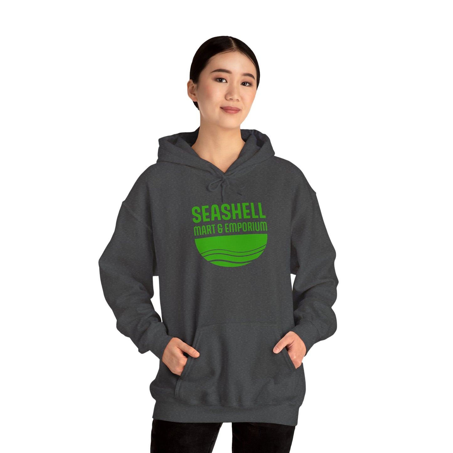 Green Logo Hoodie Seashell Mart & Emporium (Unisex Heavy Blend Hooded Sweatshirt By Seashell Mart And Emporium) - 5 colors