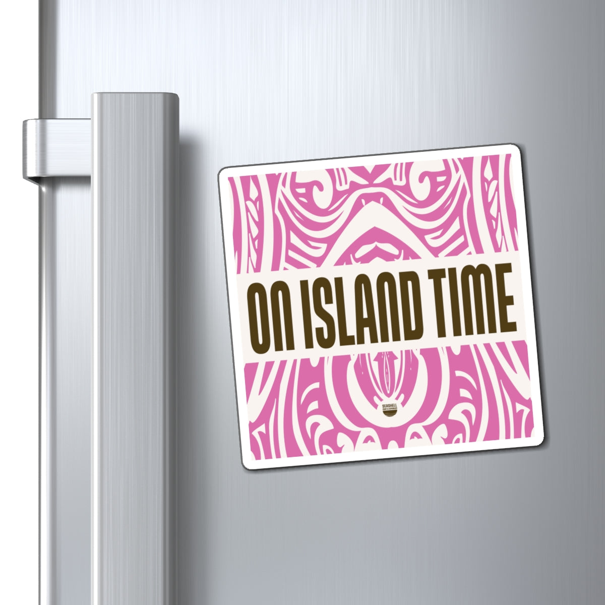 Island Time Tiki Square Magnet (Indoor Vinyl Beach Magnet By Seashell Mart And Emporium) - 3 sizes