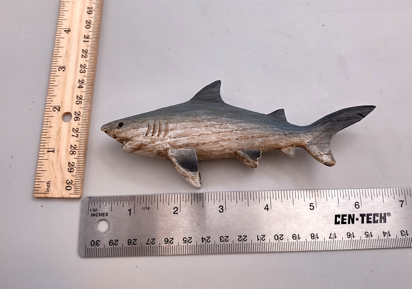 Image of Wood Grain Shark Figurine (1 shark approx. 6+ inch long) Shark figurine for nautical beach home décor!