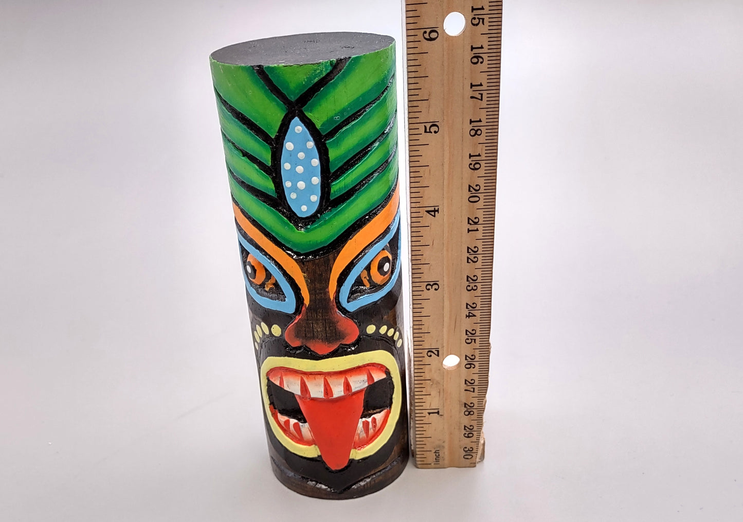 Tropical Tiki Face Totem Painted Palm (1 pole approx. 6 inches tall) Painted Tiki Face Totem Pole for colorful island home decor!