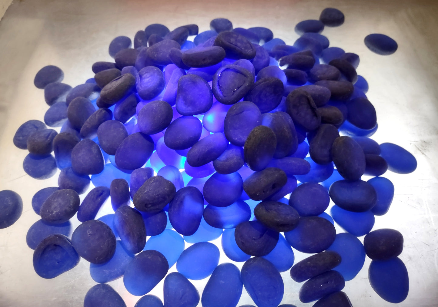 Beach Sea Glass Rounded Violet Blue Tumbled Pebbles (approx. 1 kilogram 1+ inches) Man made tumbled frosted sea glass!