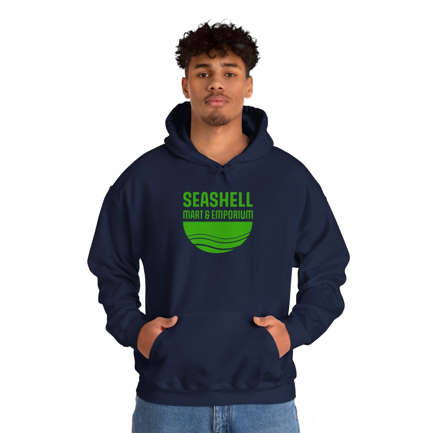 Green Logo Hoodie Seashell Mart & Emporium (Unisex Heavy Blend Hooded Sweatshirt By Seashell Mart And Emporium) - 5 colors