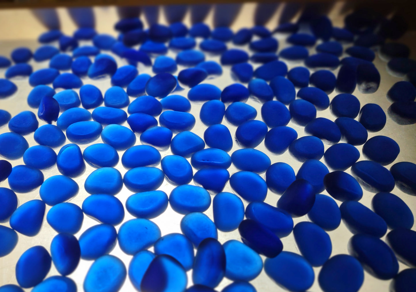 Beach Sea Glass Rounded Violet Blue Tumbled Pebbles (approx. 1 kilogram 1+ inches) Man made tumbled frosted sea glass!
