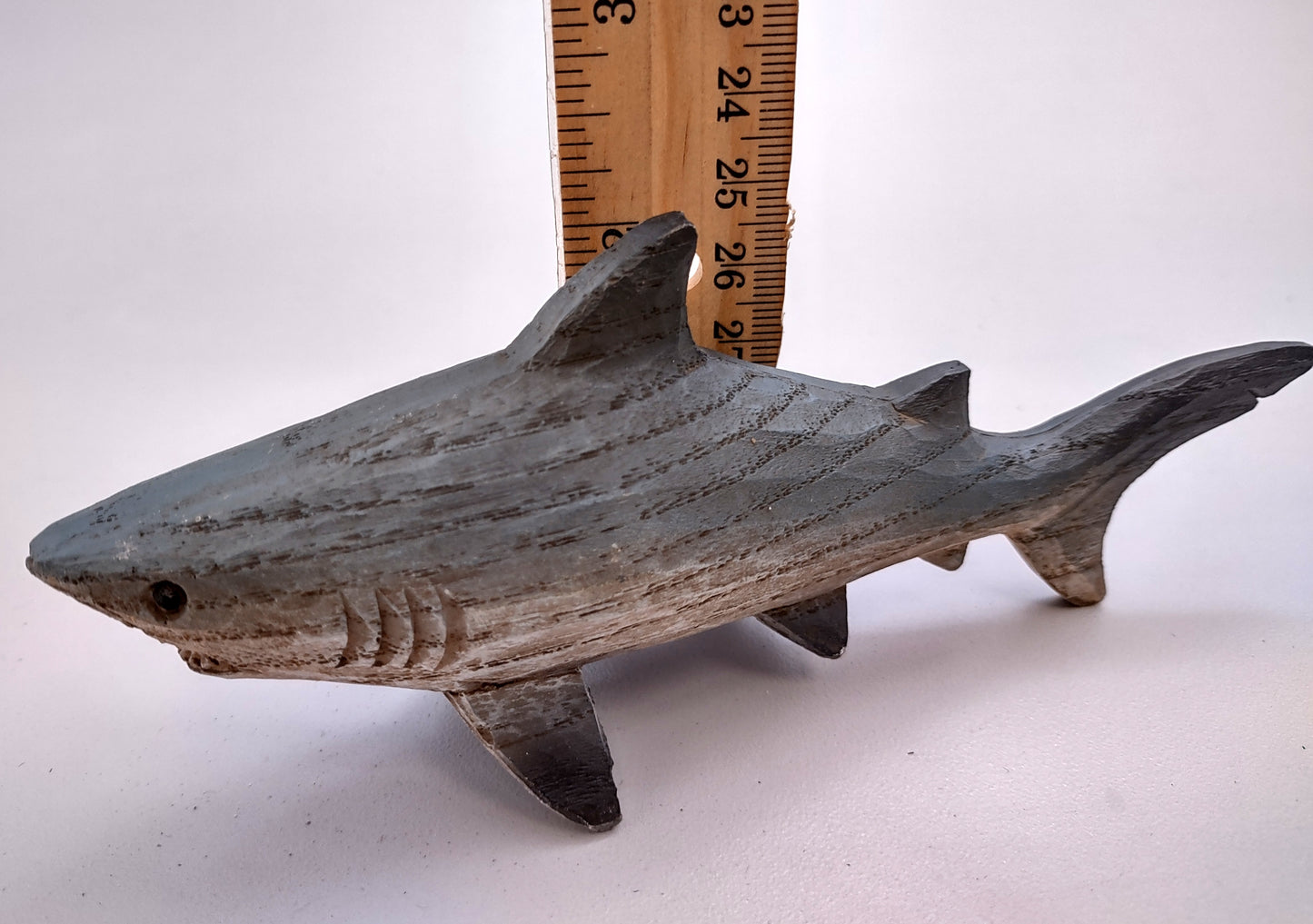 Image of Wood Grain Shark Figurine (1 shark approx. 6+ inch long) Shark figurine for nautical beach home décor!