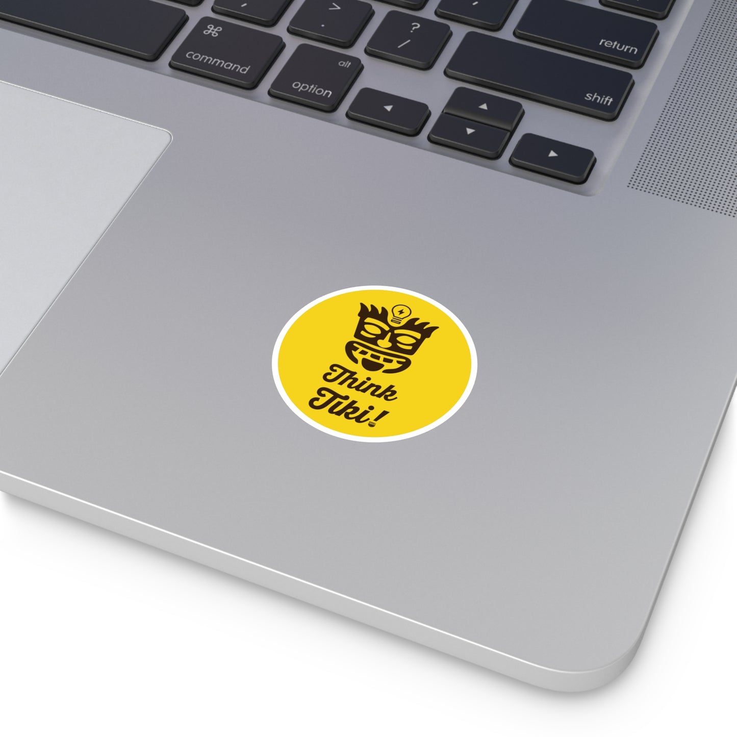 Think Tiki Mask Round Sticker (Premium Vinyl Beach Sticker By Seashell Mart And Emporium) - 5 sizes