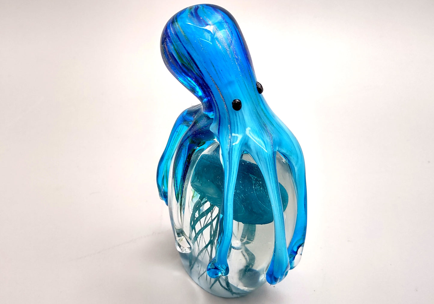 Glass Octopus Jellyfish Turquoise Blue Paperweight (1 figure approx. 7 inches tall) Large Blue Octopus Glass Jellyfish for home or office!
