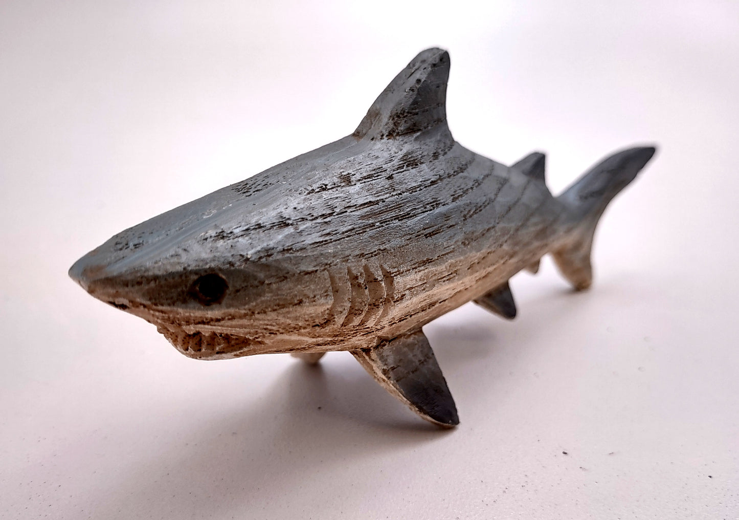 Image of Wood Grain Shark Figurine (1 shark approx. 6+ inch long) Shark figurine for nautical beach home décor!