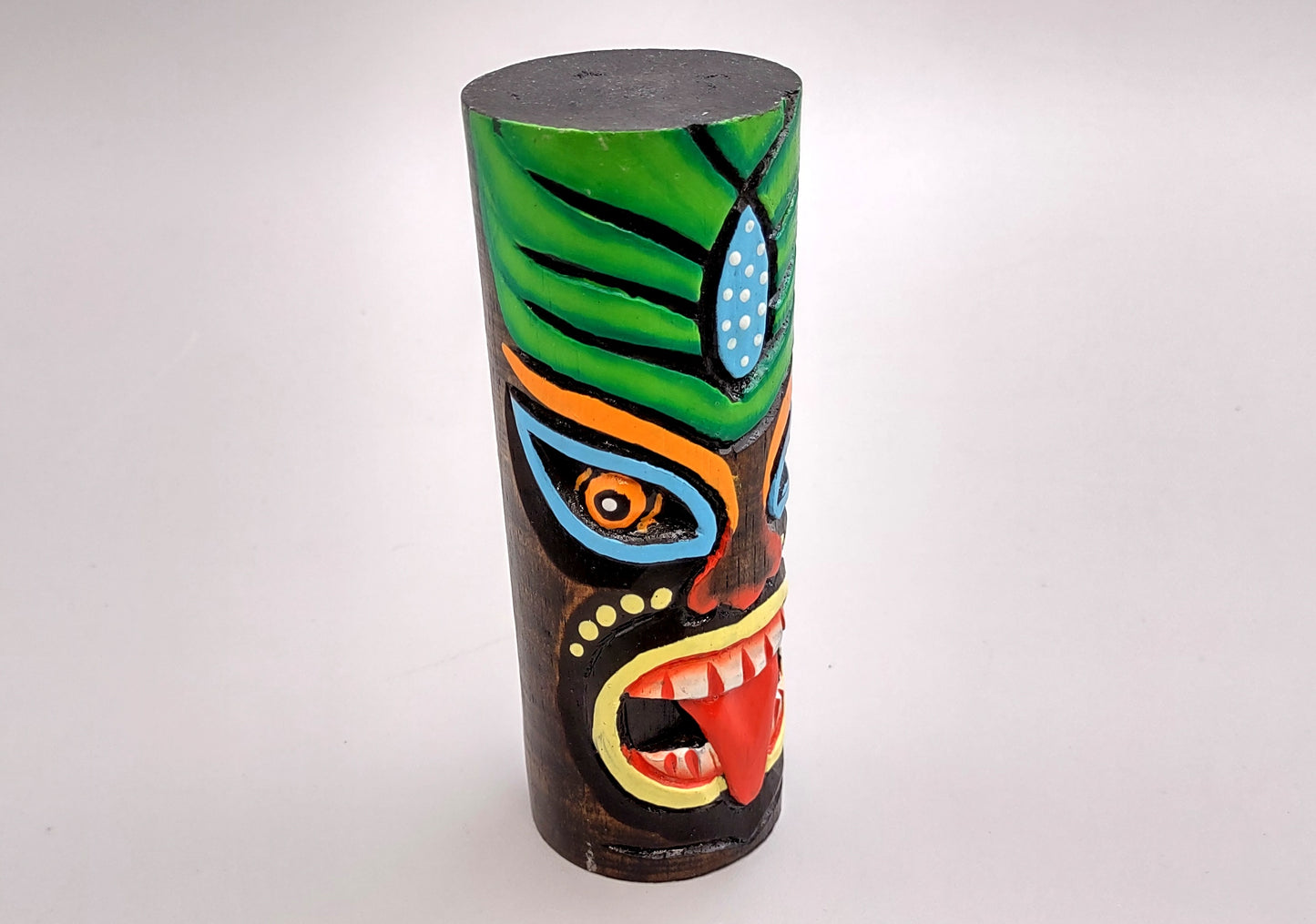 Tropical Tiki Face Totem Painted Palm (1 pole approx. 6 inches tall) Painted Tiki Face Totem Pole for colorful island home decor!