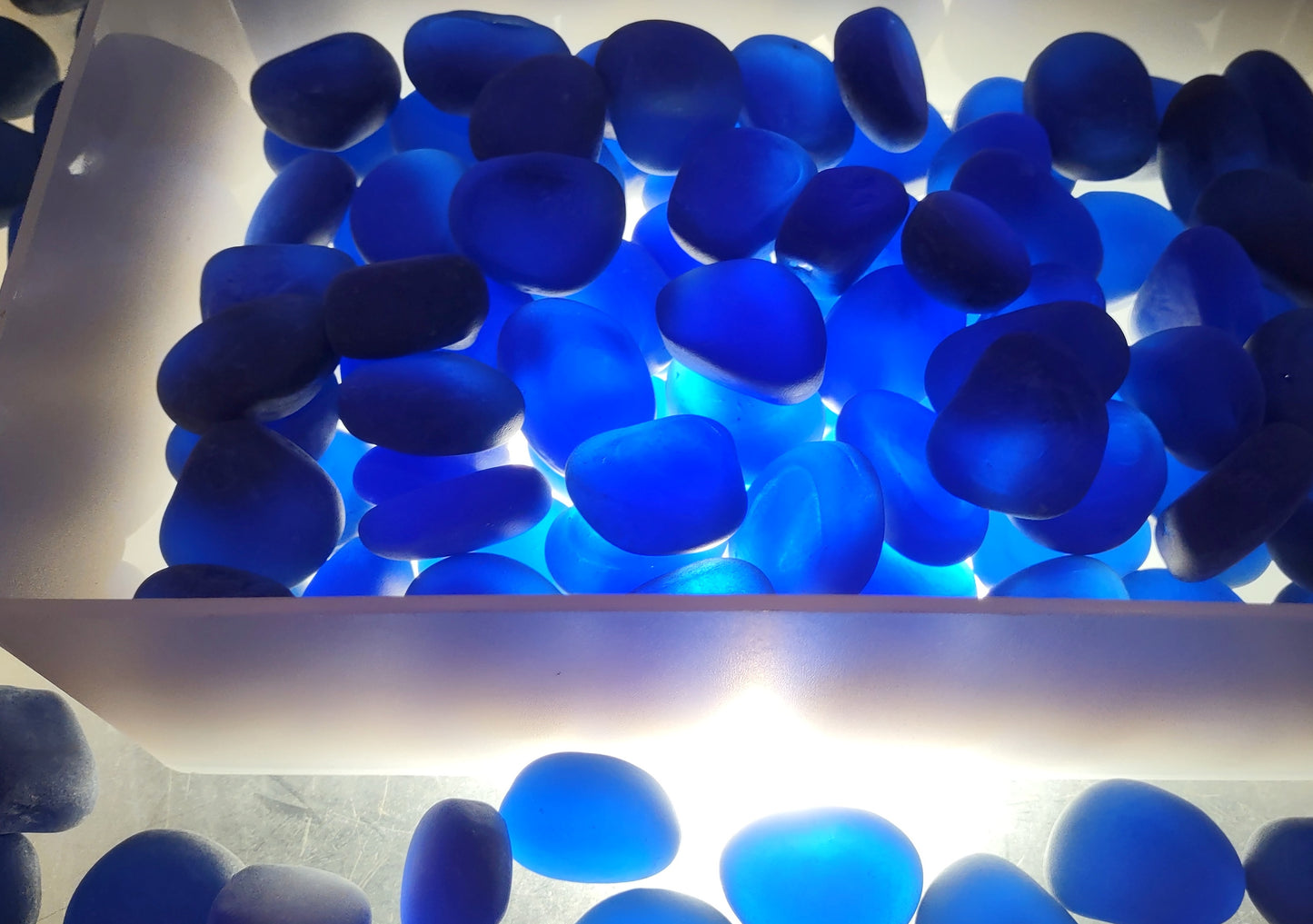 Beach Sea Glass Rounded Violet Blue Tumbled Pebbles (approx. 1 kilogram 1+ inches) Man made tumbled frosted sea glass!