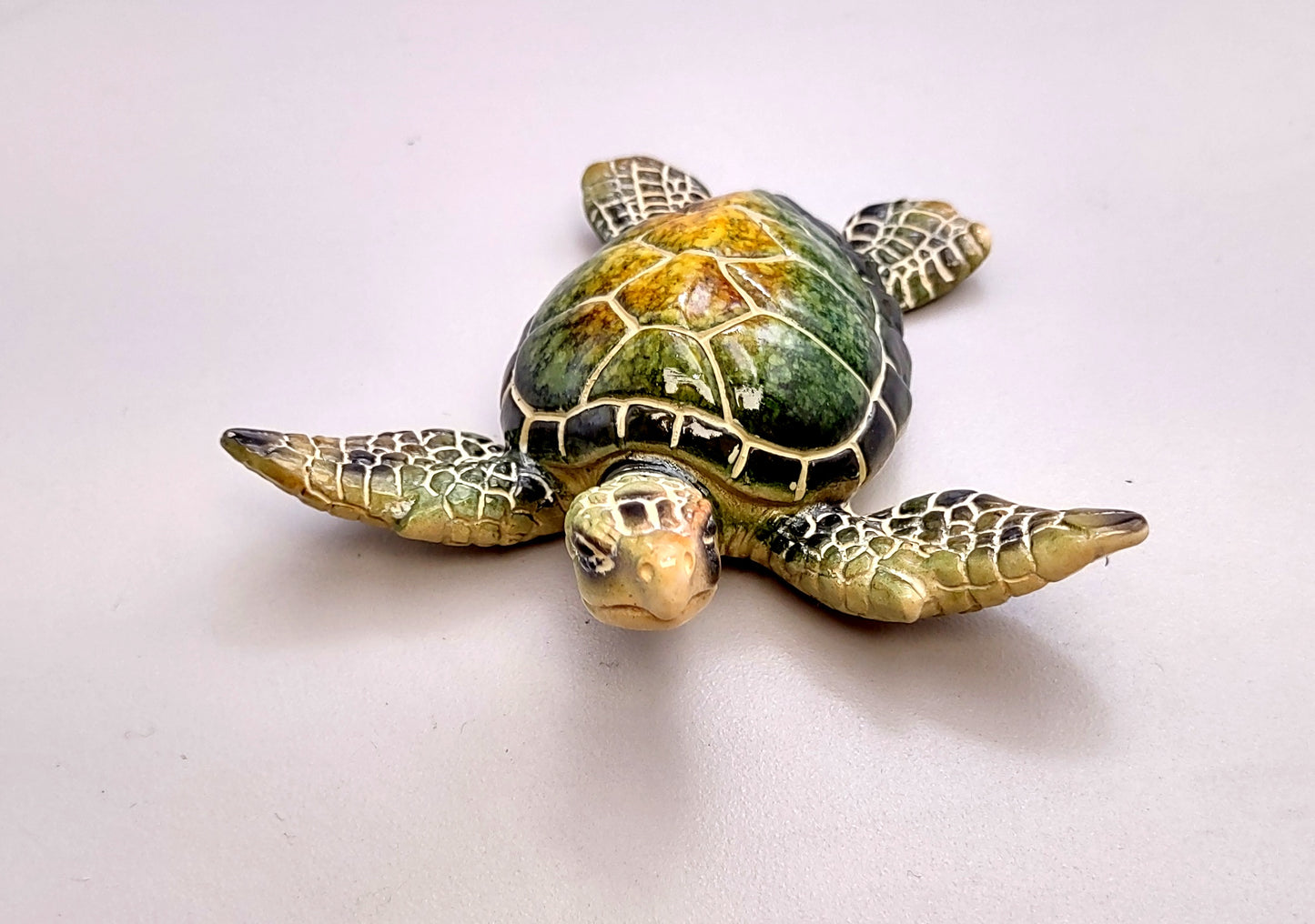 Green Sea Turtle Figurine Painted Resin (One figure approx. 3 inches long) Green Painted Resin Sea Turtle Figure for coastal home décor!