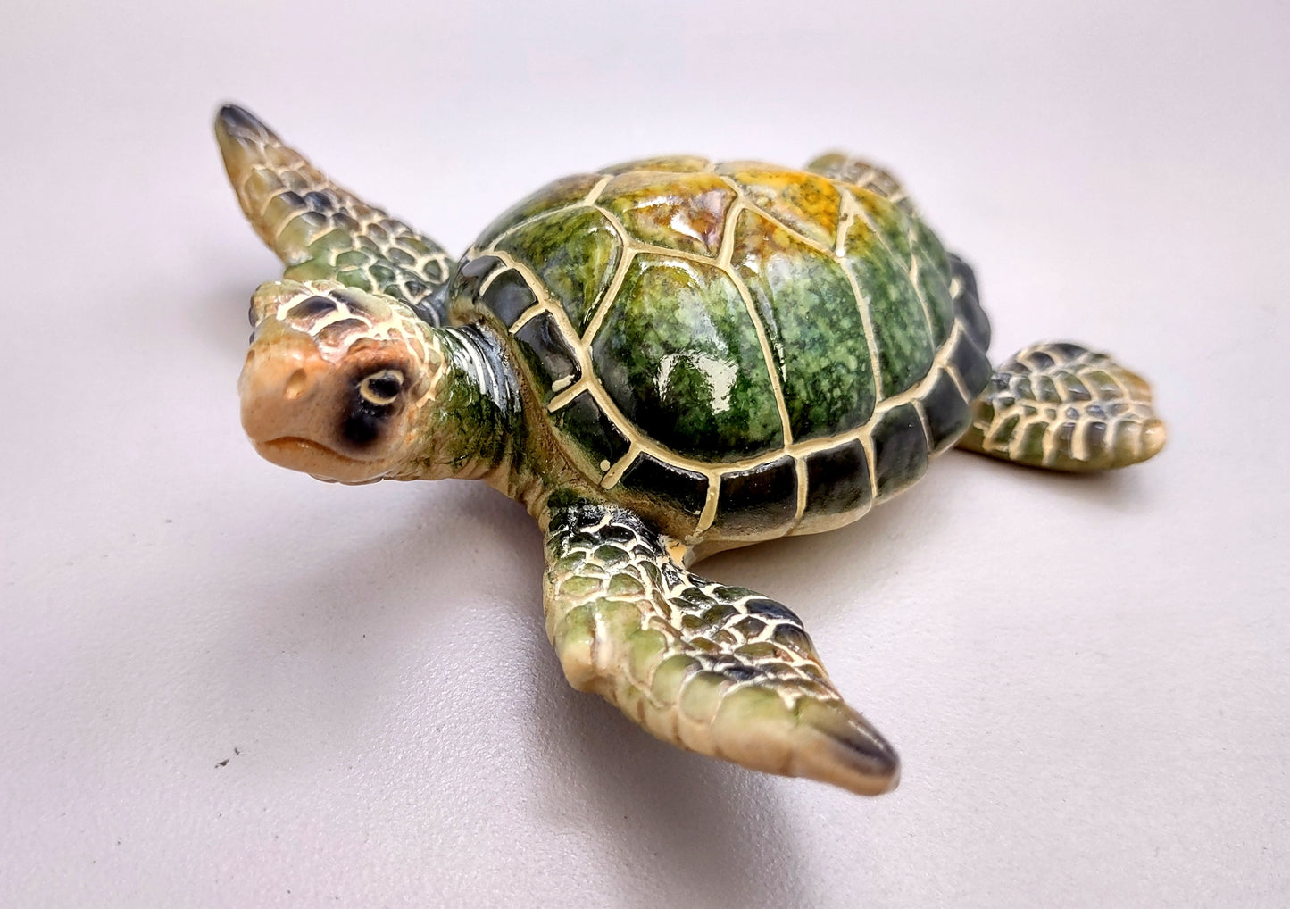 Green Sea Turtle Figurine Painted Resin (One figure approx. 3 inches long) Green Painted Resin Sea Turtle Figure for coastal home décor!