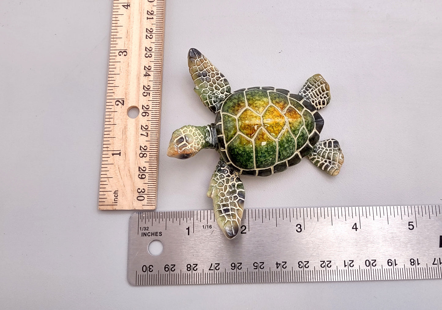 Green Sea Turtle Figurine Painted Resin (One figure approx. 3 inches long) Green Painted Resin Sea Turtle Figure for coastal home décor!