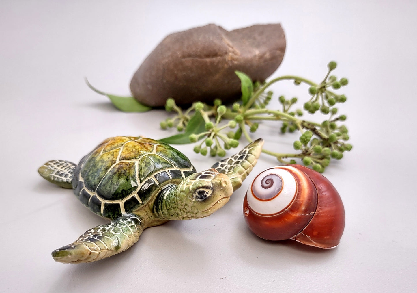 Green Sea Turtle Figurine Painted Resin (One figure approx. 3 inches long) Green Painted Resin Sea Turtle Figure for coastal home décor!