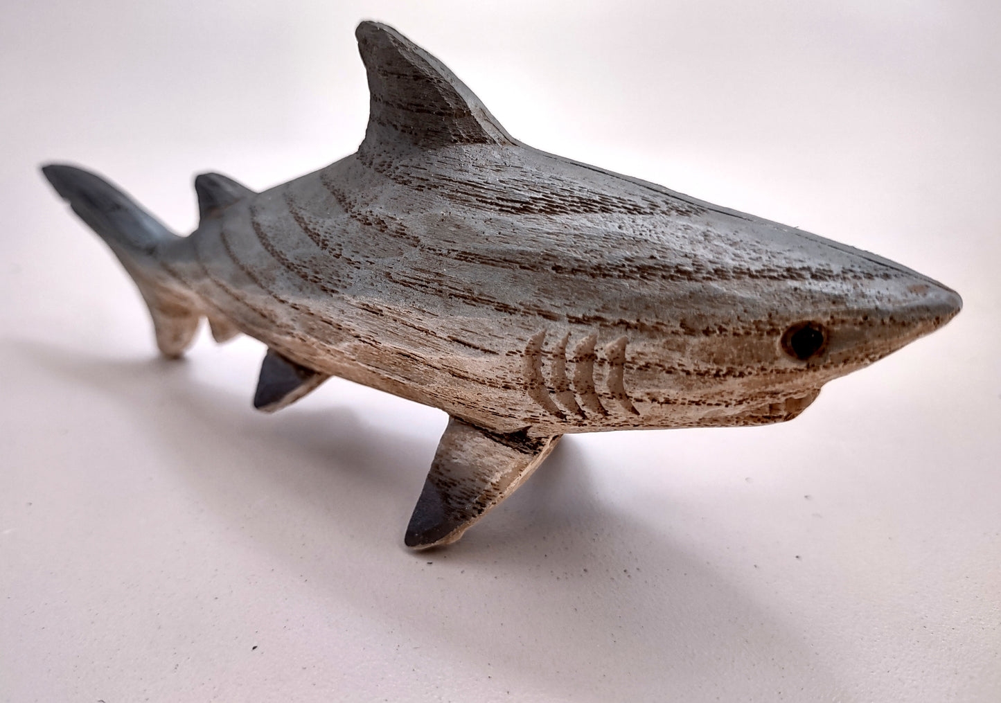 Image of Wood Grain Shark Figurine (1 shark approx. 6+ inch long) Shark figurine for nautical beach home décor!