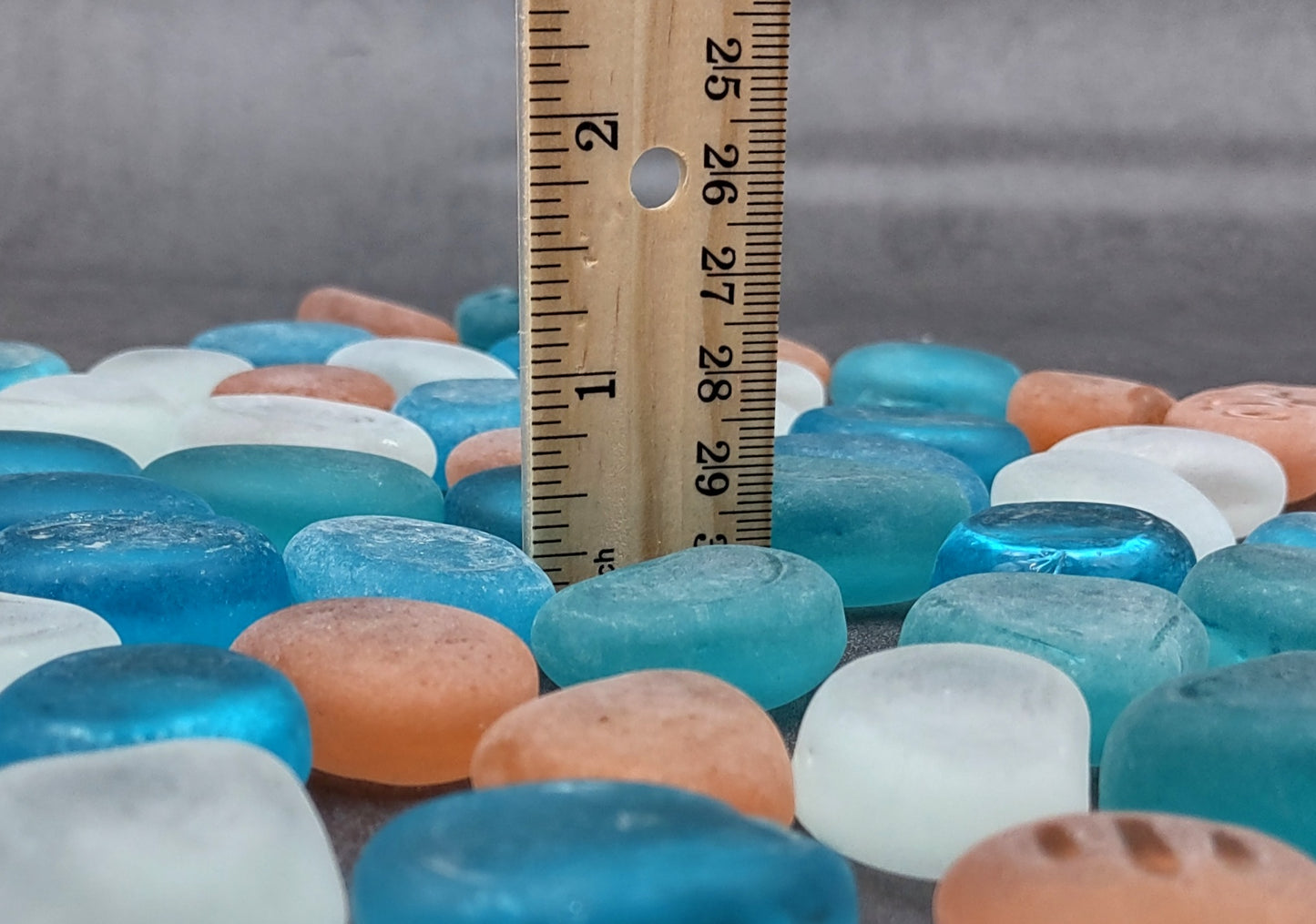 Sea Glass Blue Peach White Assorted Frosted Tumbled Rounded Pebbles (approx. 1 kilogram 1+ inches) Man Made Beach Glass for crafts & more!