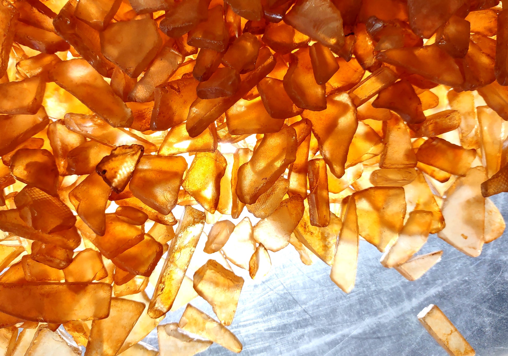 Beach Sea Glass Rough Light Brown Medium Tumbled (approx. 10 pounds 0.5-1+ inches) Man made tumbled rough sea glass fragments! Brown orange small pieced sea glass. Copyright 2024 SeaShellMart.com