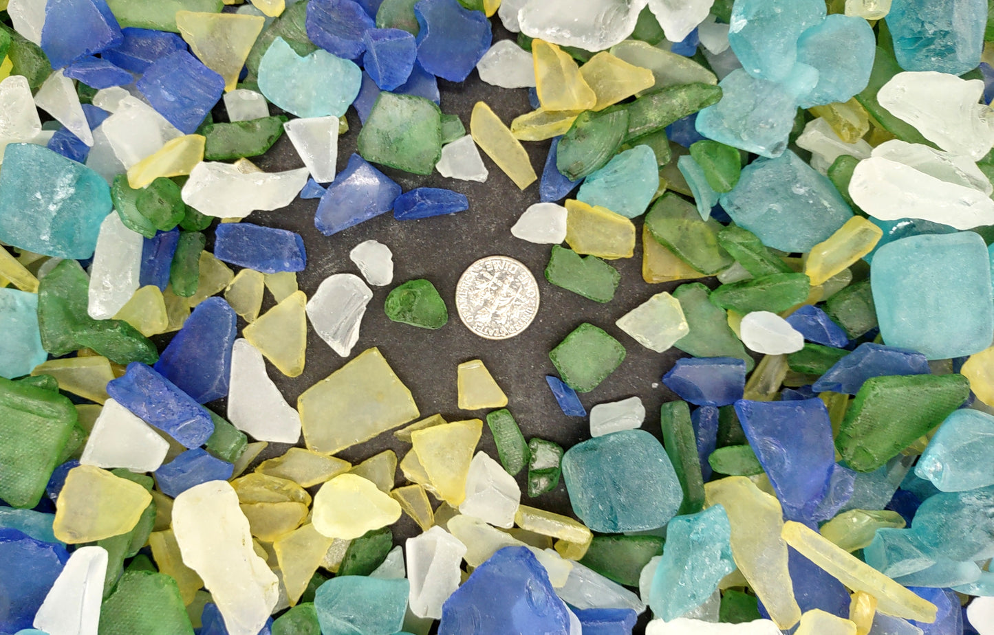 Sea Glass Blue Green White Tumbled Rough Atlantic Mix Assorted (approx. 1 kilogram 0.5-1+ inches) Man made rough beach glass fragments!