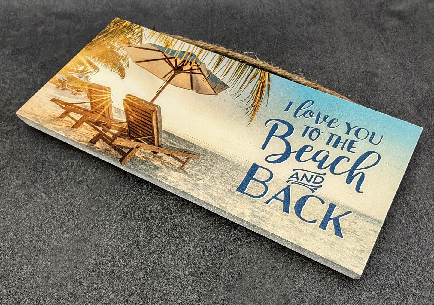 Beach Sign I Love You To The Beach Painted Wood (1 sign approx. 10 inches long) Friendly ocean sign for coastal home wall decoration!