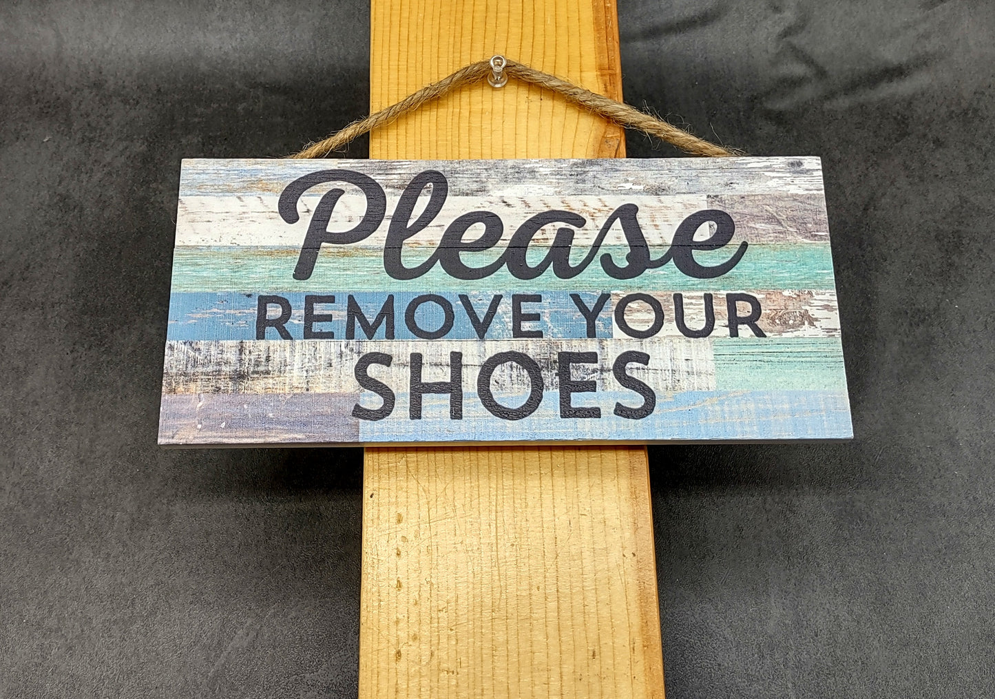 Beach Sign Please Remove Your Shoes Painted Wood (1 sign approx. 10 inches long) Friendly ocean sign for coastal home wall decoration!