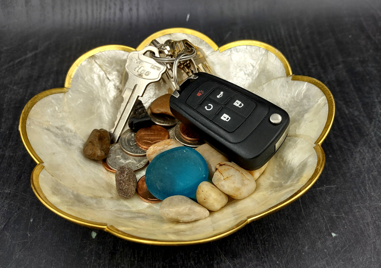Gold Edged Round Capiz Shell Dish (One shell dish approx. 6 inches) Adorable shell dish special for any coastal home!