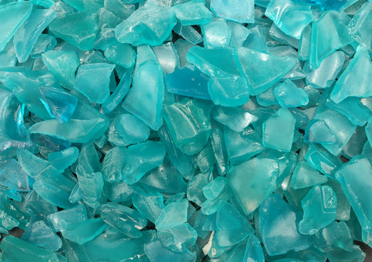 Beach Sea Glass Rough Ocean Blue Medium Tumbled (approx. 1 kilogram 0.5-1+ inches) Man made tumbled frosted sea glass fragments!