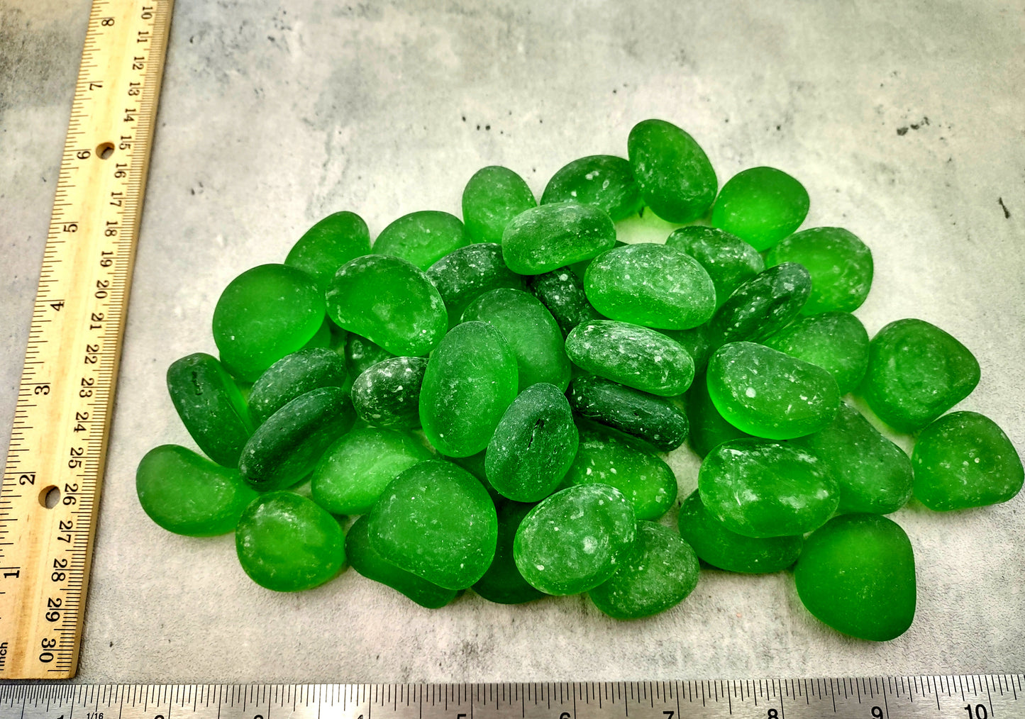Beach Sea Glass Rounded Green Frosted Tumbled Pebbles (approx. 1 Kilogram 1-1.5 inches) Man Made Arts & Crafts Sea Glass!