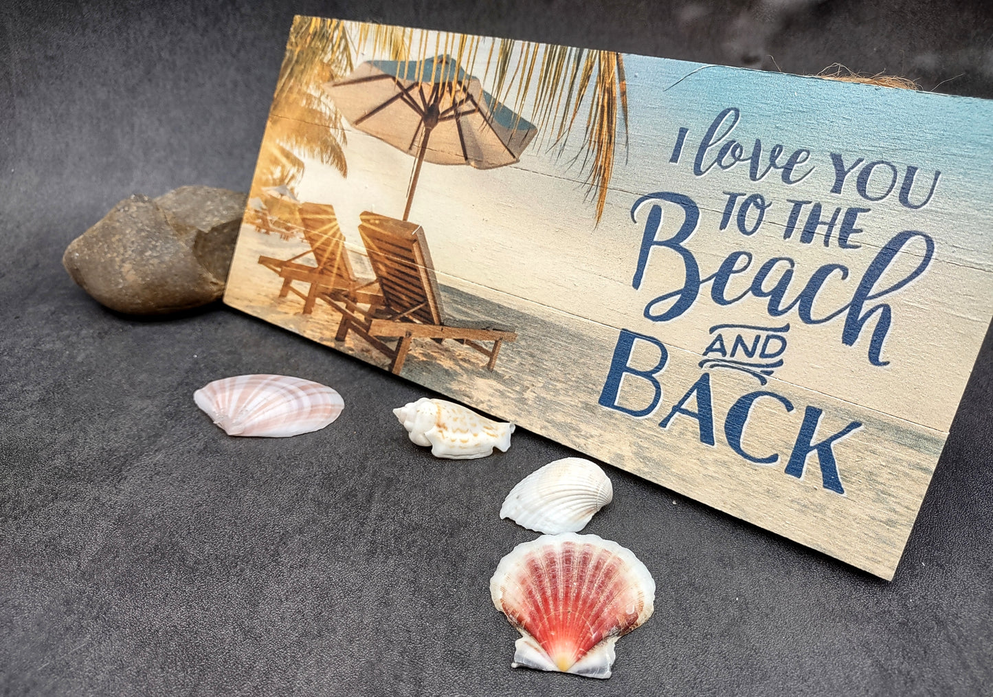 Beach Sign I Love You To The Beach Painted Wood (1 sign approx. 10 inches long) Friendly ocean sign for coastal home wall decoration!