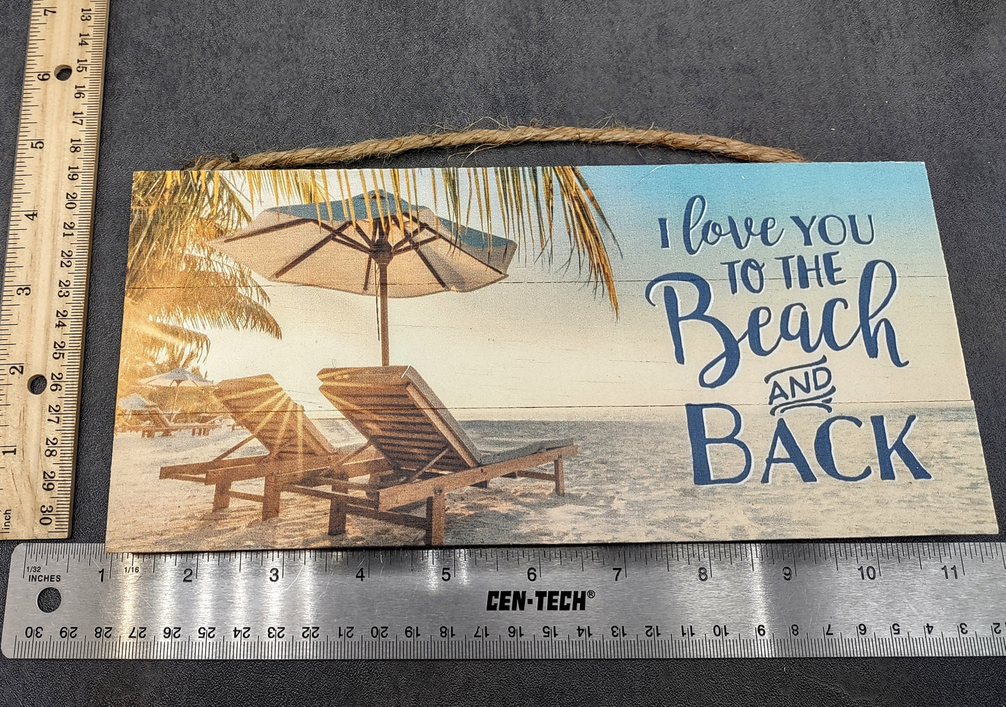 Beach Sign I Love You To The Beach Painted Wood (1 sign approx. 10 inches long) Friendly ocean sign for coastal home wall decoration!