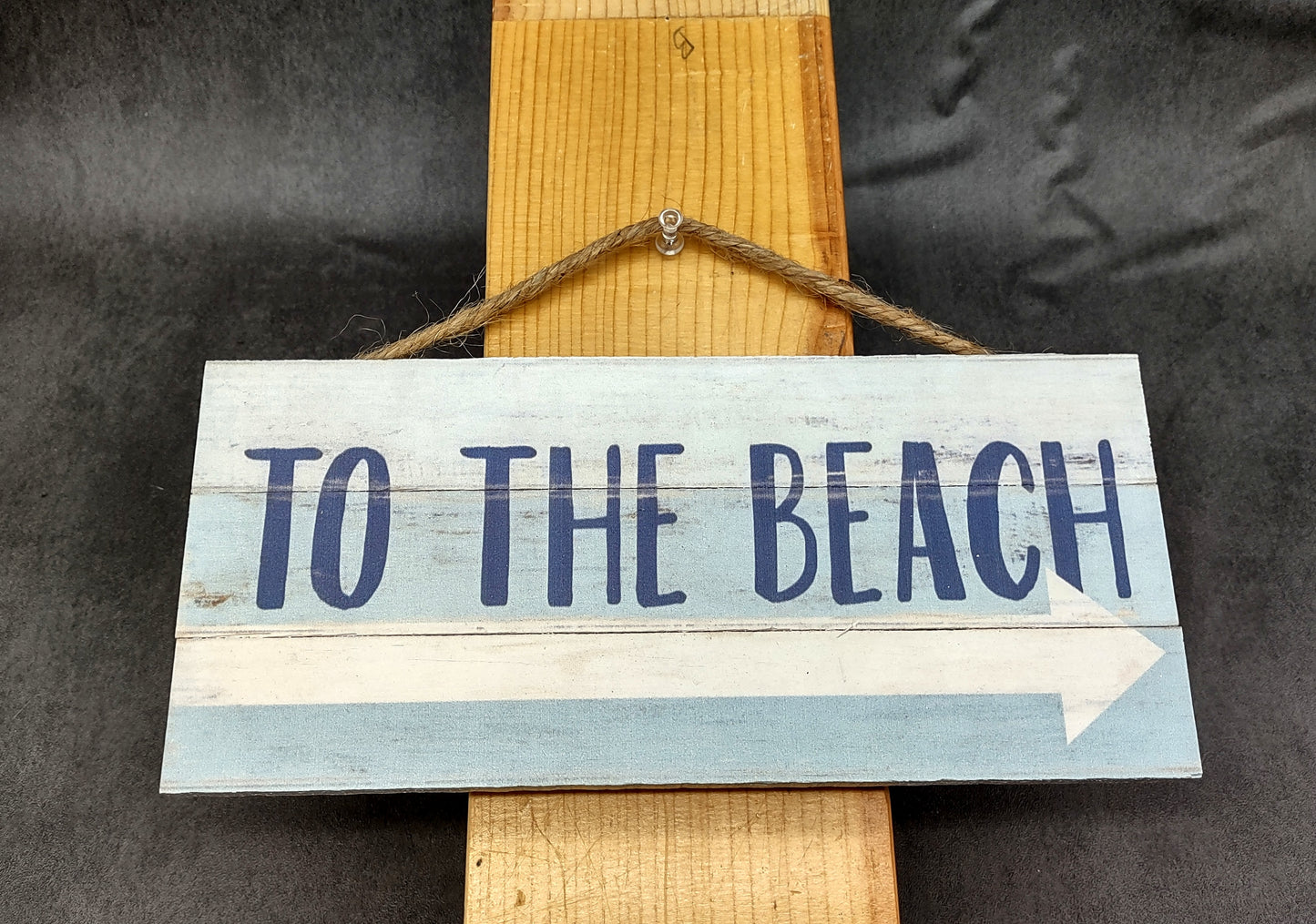Beach Sign To The Beach Weathered Painted Wood (1 sign approx. 10 inches long) Friendly sign for coastal home entryway wall decoration!