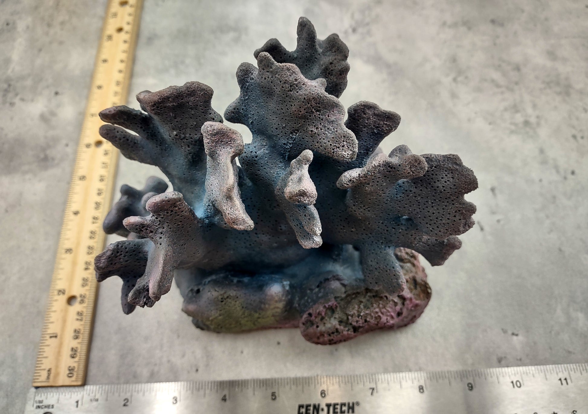 Blue Ridge FAUX Coral - Heliopora Coerula - (1 FAKE Coral approx. 7x6x4 inches). Purple dark ombre with texture and a wide strong base. Copyright 2024 SeaShellSupply.com