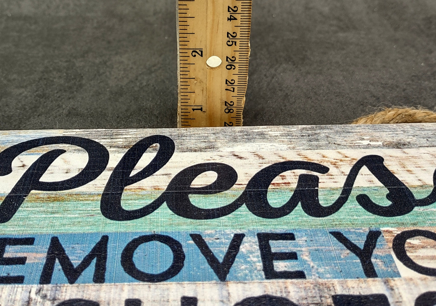 Beach Sign Please Remove Your Shoes Painted Wood (1 sign approx. 10 inches long) Friendly ocean sign for coastal home wall decoration!