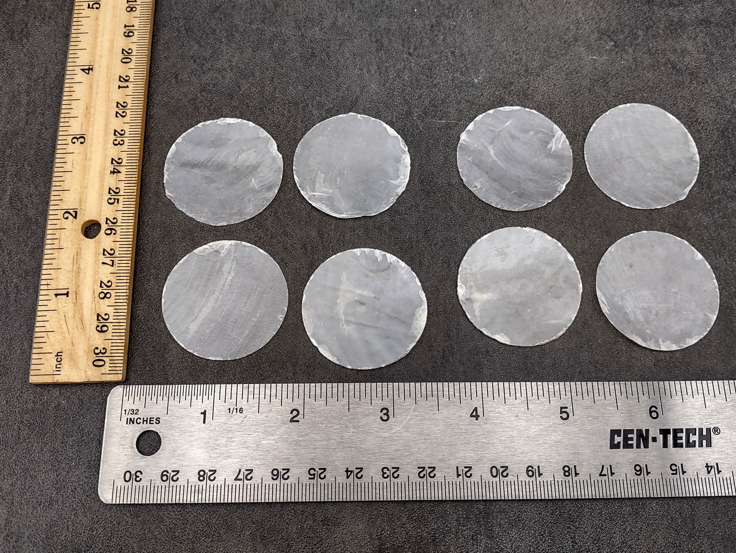 Capiz Round Cut Shells Placuna Placenta (10 approx. 1.5+ inches) Perfect shells for coastal crafting décor & collections! white translucent round thin sheets. Copyright 2024 SeaShellSupply.com