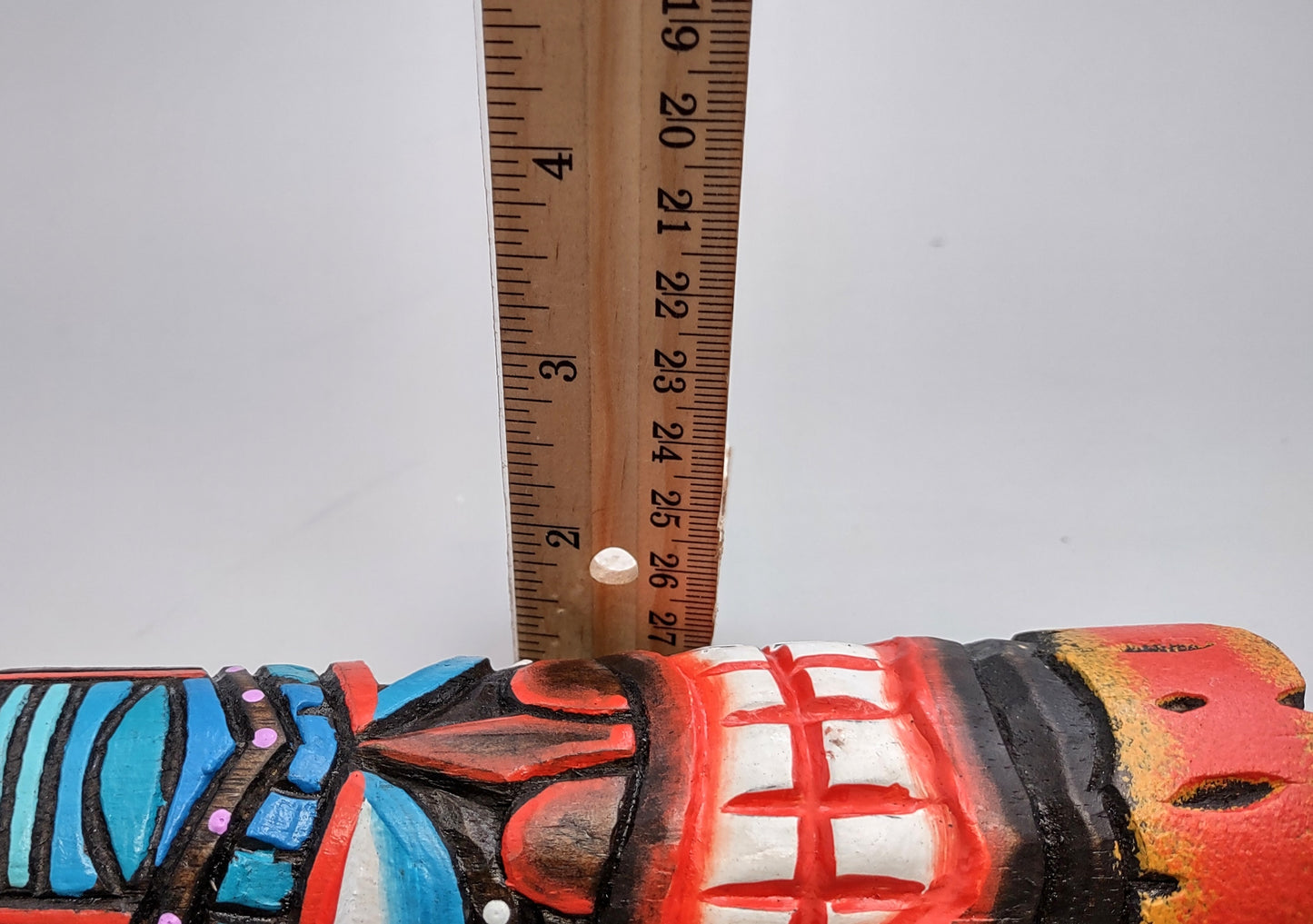 Tropical Tiki Face Totem Painted Lines Dots (1 pole approx. 6 inches tall) Painted Tiki Face Totem Pole for colorful island home decor!