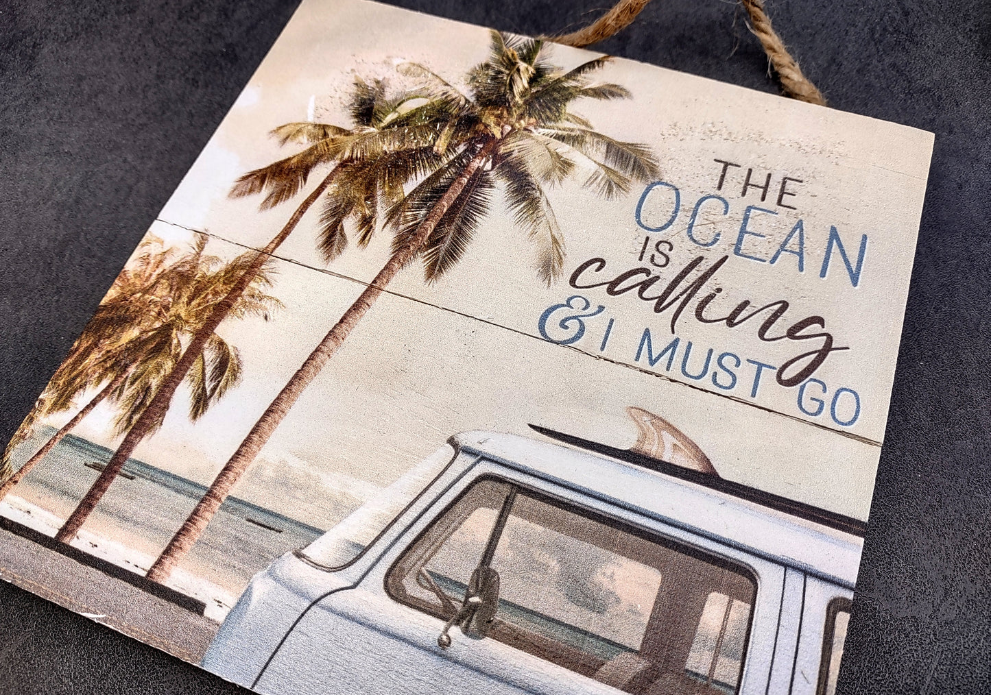 Beach Sign The Beach Is Calling And I Must Go Painted Wood (1 sign approx. 7x7 inches) Friendly ocean sign for coastal home wall decoration!