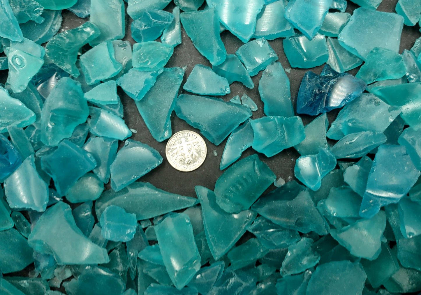 Beach Sea Glass Rough Ocean Blue Medium Tumbled (approx. 10 pounds 0.5-1+ inches Man made tumbled rough sea glass fragments!