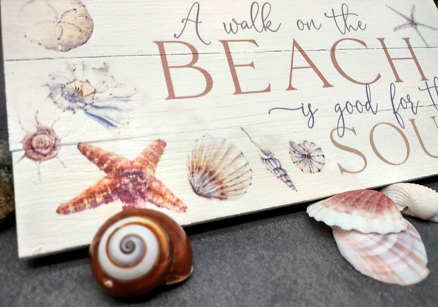 Beach Sign A Walk On The Beach Painted Wood (1 sign approx. 10 inches long) Friendly ocean sign for coastal home entryway wall decoration!