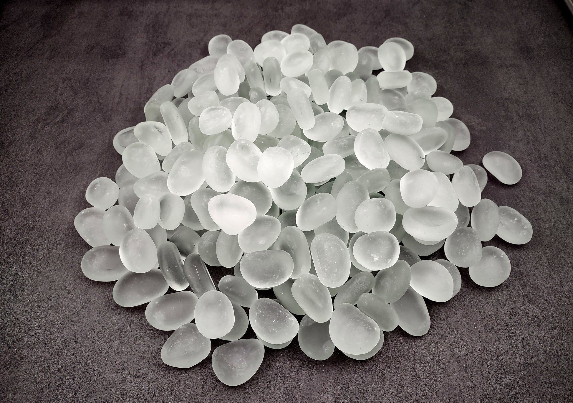 Beach Sea Glass Rounded White Frosted Tumbled Pebbles (approx. 10 pounds 1+ inch) Copyright 2024 SeashellSupply.com